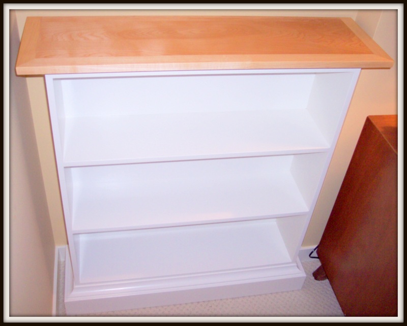 white bookcase maple top.jpg :: white bookcase maple top
