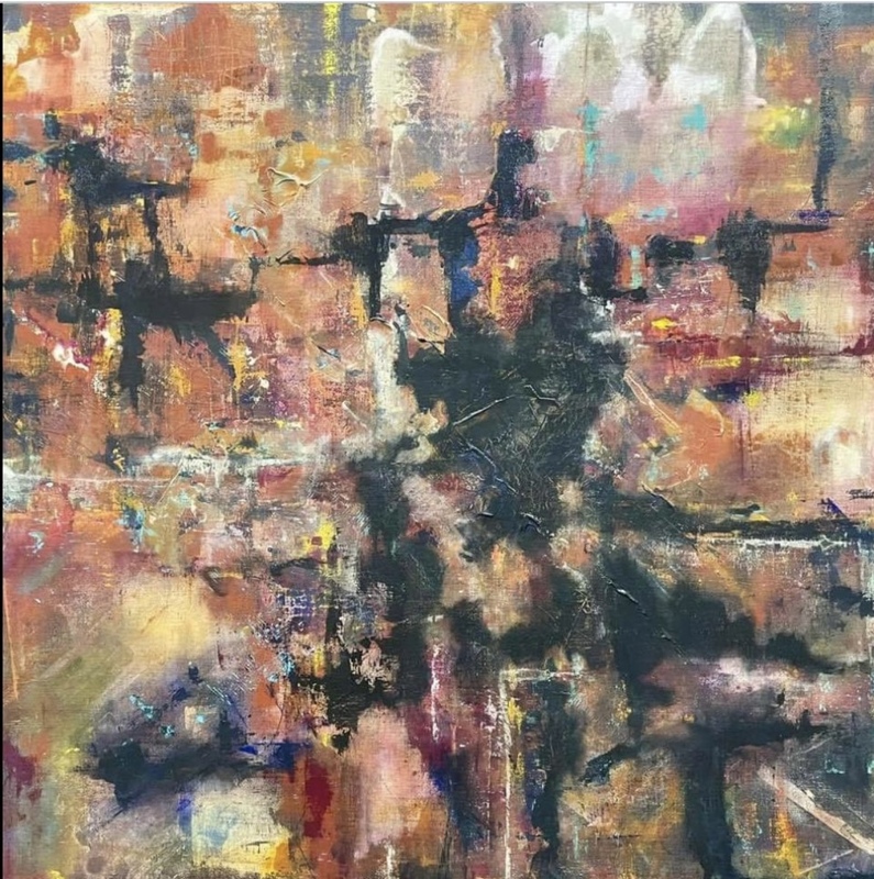 Crevices 4 Acrylic on Caravaggio linen 100 X 100 cm    2024.jpg