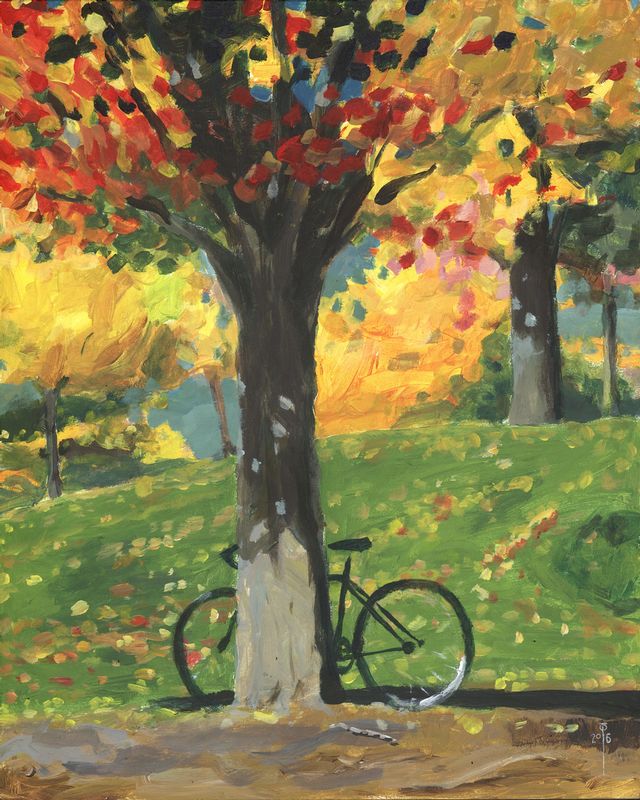 Red leaf falling.jpg :: SOLD