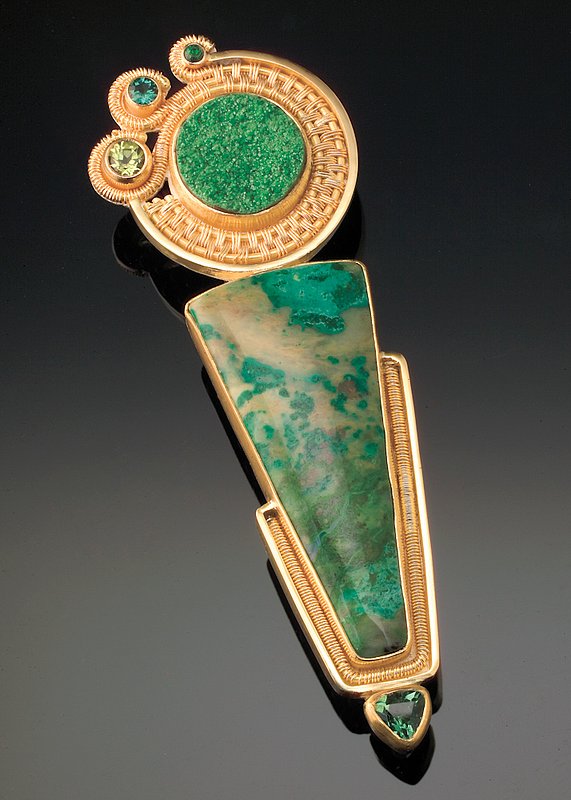 Craig_Sally_Gold_Silver_Pin.jpg :: Sally Craig - Gold and Stone Pin