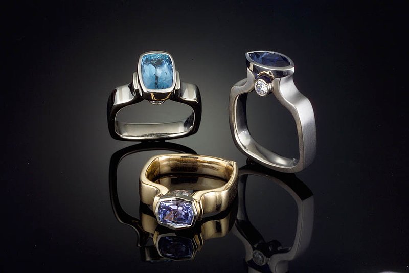 Hudon_Amy_3_Colored_Diamond_Rings.jpg :: Amy Hudon - Colored Diamond Rings