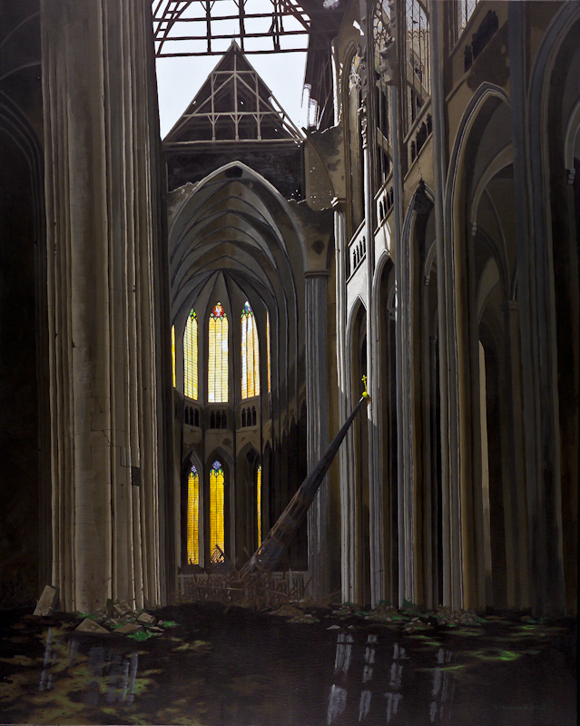 Matt_Andrade_03.jpg :: Matthew Andrade - Cathedral Series number 2, Abandoned, acrylic on canvas, 60 x 48 inches