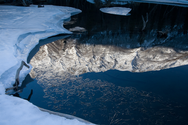 Mountain Reflections1.jpg :: Reflection of a snowcapped mountain in icy water, Eagle River, AK (A2:3) (LE3k)