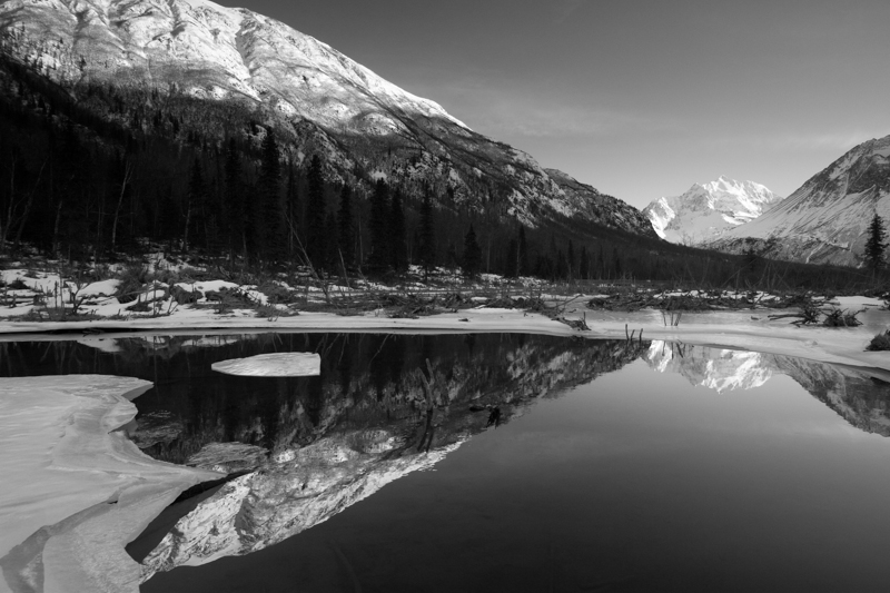 Reflections of Polar Bear Mountain1.jpg :: Distant white mountain is Polar Bear Mountain in Alaska (A2:3) (LE3k)