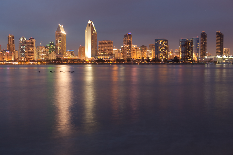 San Diego Night Scene Panoramic.jpg :: The view of Downtown San Diego from Coronado is striking. (A2:3) (LE5k)