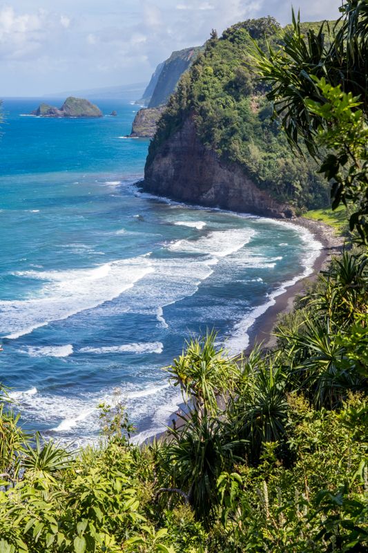 Island Cove.jpg :: Steep cliffs meet the ocean with a cutout for a walking beach. (A2:3) (LE7k)