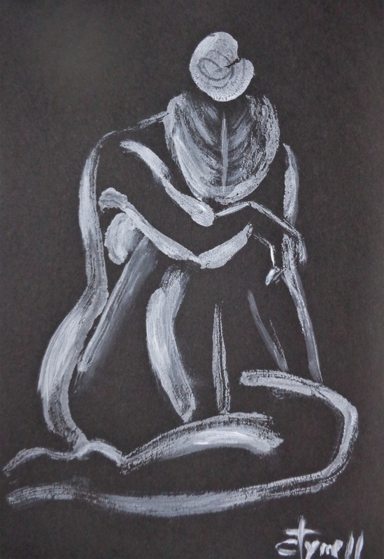 Blue Heart 3 - Female Nude.jpg :: Original monotype print on black card, unframed. From the series of \