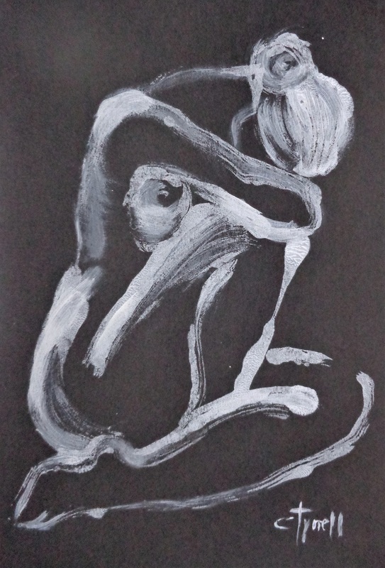 Blue Soul 3 - Female Nude.jpg :: Original monotype print on black card, unframed. From the series of \
