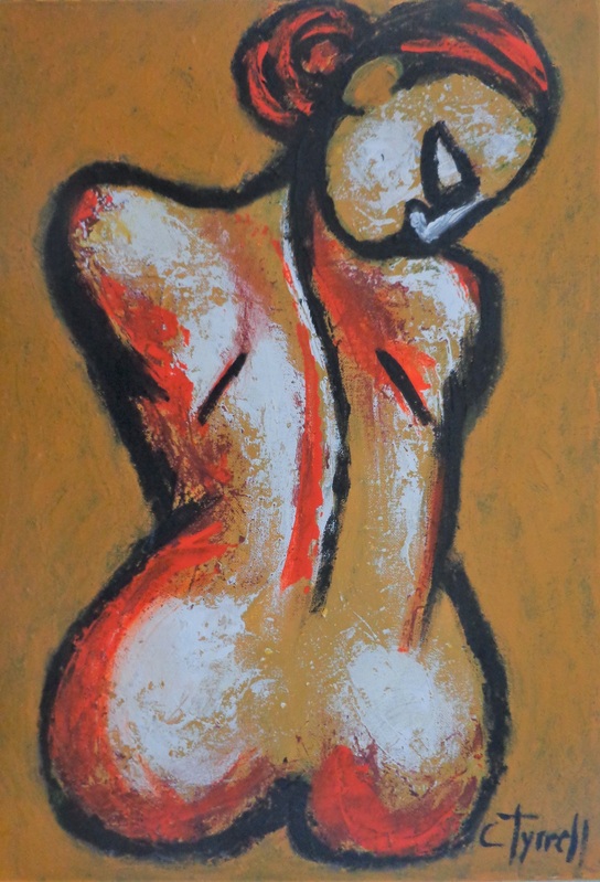 Earh Goddess-Back.jpg :: Original semi-abstract figurative acrylics painting on canvas, painted edges and ready to hang. Part of the ''Triptych - Earth Goddess\