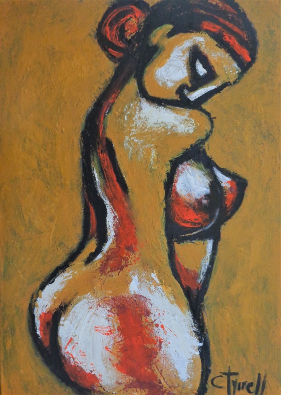 Earth Goddess-Profile.jpg :: Original semi-abstract figurative acrylics painting on canvas, painted edges and ready to hang. Part of the ''Triptych - Earth Goddess\