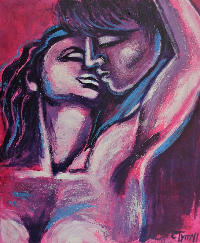 Lovers At Sunset 3.jpg :: Original contemporary figurative painting, size 50 cm x 60 cm x 1.5 cm (20\