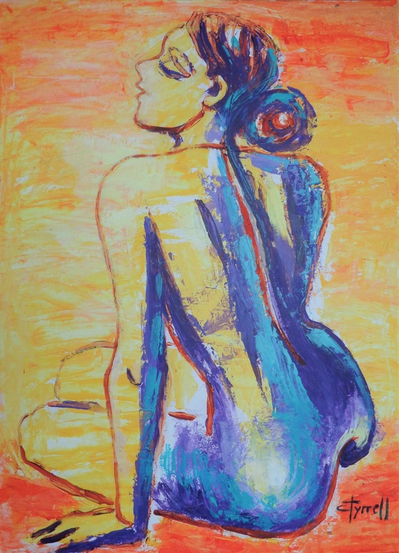 Sun Lover 2.jpg :: Original figurative acrylics painting on acid free paper, unframed. Textured and colourful artwork using yellow, orange, blue and purple, worked with the pallet knife. Image of a happy young woman relaxing in the sun, part of a new series of paintings, tribute to Mother Nature. The series depicts the beauty of humans interacting with Nature. The representation of female nudes enjoying the Nature is a symbol of purity and liberation, as humans we are part of it.
Size 74 cm x 54 cm (29\
