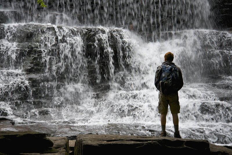 hiker by falls Hickory Run SP.jpg