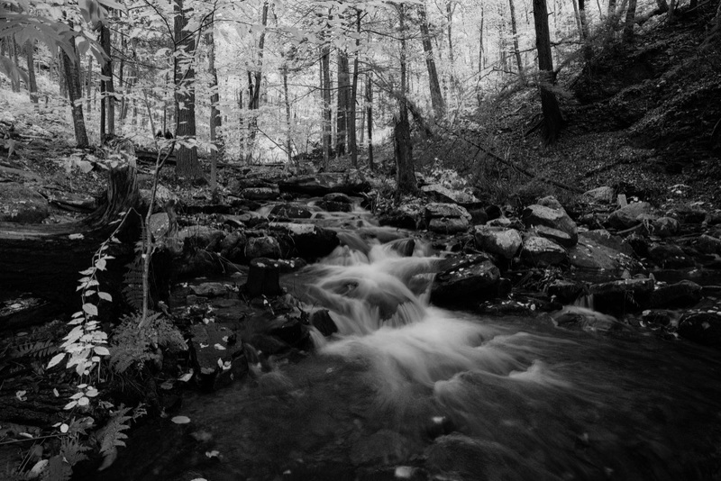 Cascading Falls on woodsy trail BushkillPa.jpg :: Cascading stream in autumn woods at Bushkill Pa 