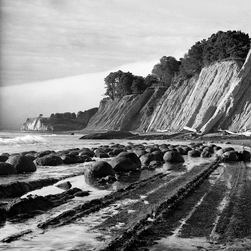 Coast -- Ebb Tide at Bowling Ball Beach.jpg :: This exposure was made at 4:30 PM on October 18, 2019 at Bowling Ball Beach on the Mendocino Coast between Gualala and Point Arena.  It was made on TMAX 400 film in a Hasselblad 500 C/M through a 150 mm lens behind a yellow filter. The aperture was set at f/8 with a shutter speed of 1/60 of a second.