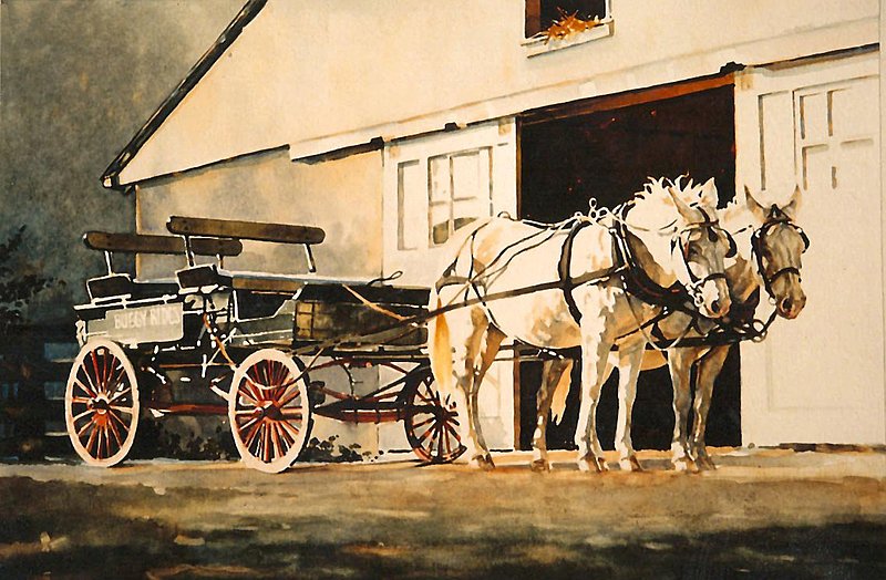 Antiques.jpg :: ANTIQUES.....watercolor......American Academy of Equine Art Show