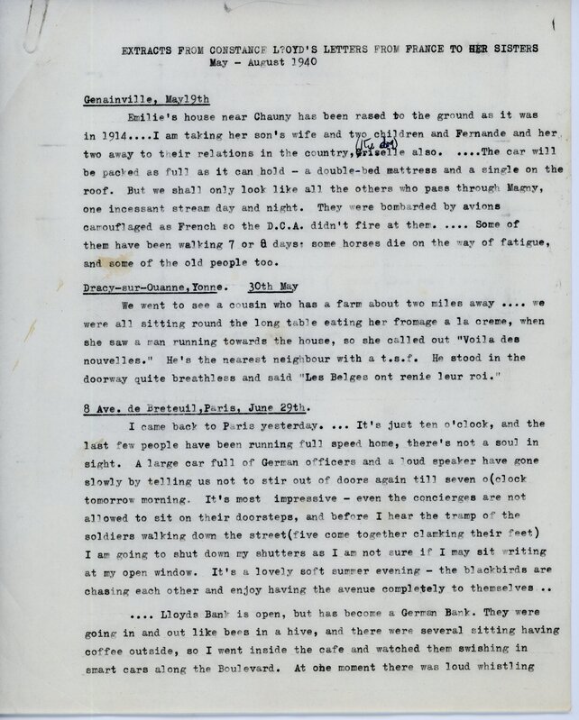Extracts from Constance Lloyds Letters May-August 1940 Box 76165.jpg