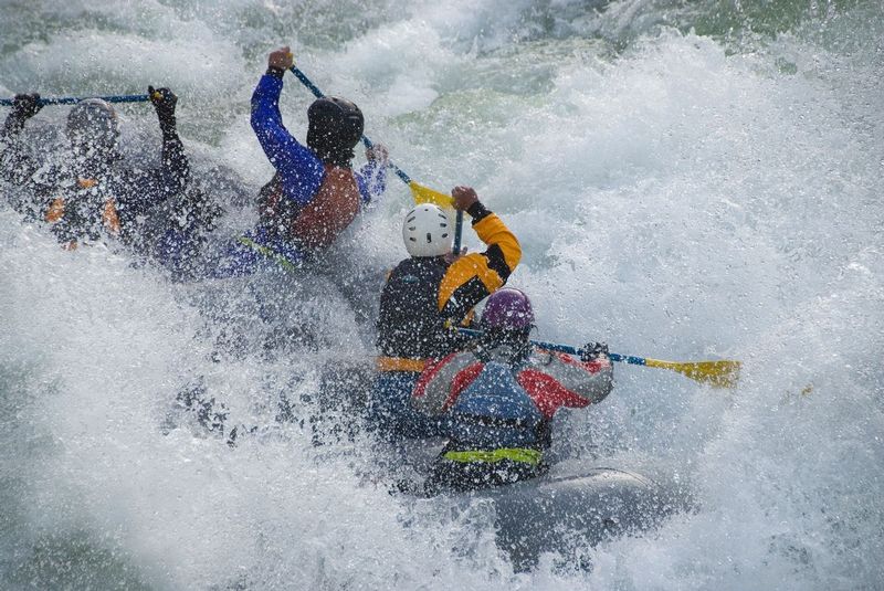 BIG IKE.jpg :: Klamath River. 
Marble Mountain Wilderness, California.     An adventurous whitewater team takes on the center hydraulic power of Big Ike Rapid of Californias Wild and Scenic Klamath River near Marble Mountain Wilderness. 

