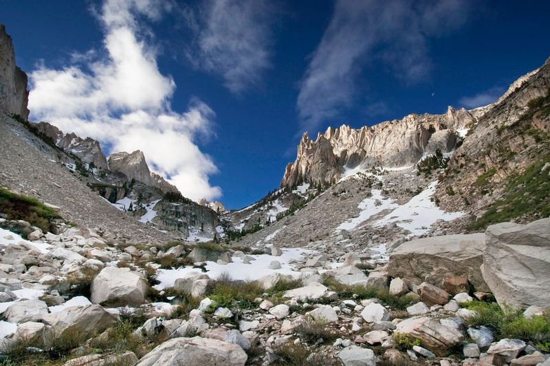 LITTLE SLIDE CANYON.jpg :: LITTLE SLIDE CANYON - HOOVER WILDERNESS, CALIFORNIA.     
Sunrise slowly works magic upon the vertical granite minarets of Little Slide Canyon of Californias Hoover Wilderness. 
This trailless area of the Eastern Sierra shares many moods to those hardy enough to venture here. 