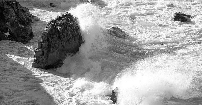 ODE TO BIG SUR.jpg :: Garrapata Sate Park, Big Sur, California.     
Rocks stand firm as immense Pacific waves roll into Big Sur 
