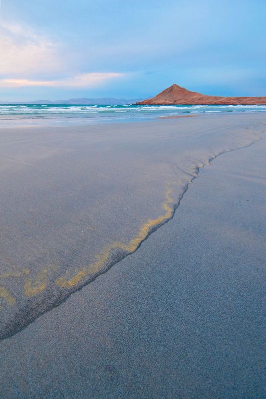 SOLITUDE AT ENSENADA QUEMADO.jpg :: BAHIA DE LOS ANGELES, BAJA, MEXICO.  
The only sounds at the long sandy beaches at Ensenada Quemado are the shrill calls of the local birdlife and the ceaseless waves generated by the north winds of the Sea of Cortez. 