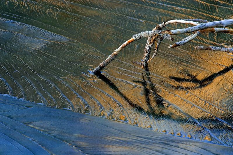 TOUCHING ICE.jpg :: ANSEL ADAMS WILDERNESS, CALIFORNIA.
Each spring in the high Sierra, frozen lakes like that of Garnet Lake in this image, begin to thaw and then re-freeze each night. In late spring, when the temperatures, ice crystals, and light are just right, magical light shows sparkle off the thinly sculpted surfaces each morning like natural kaleidoscopes. 


