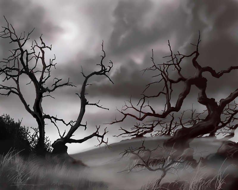 2008 Darktree.jpg :: A dark tree on top of a hill - Prints, Giclee's and Necklaces available in various sizes.  