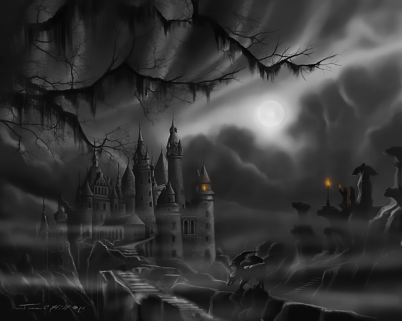 2010 - Castle of Radja.jpg :: A dark castle in the distance - Prints, Giclee's and Necklaces available in various sizes.  