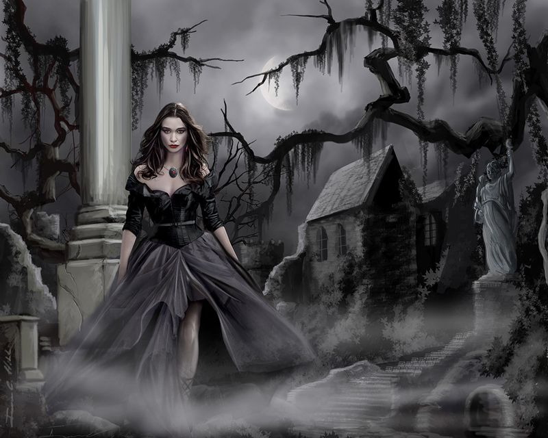 2012 - The Dark Caster Cometh.jpg :: A sorceress contemplating her future - Digital Creation - Prints, Giclees on canvas and Necklaces available in various sizes