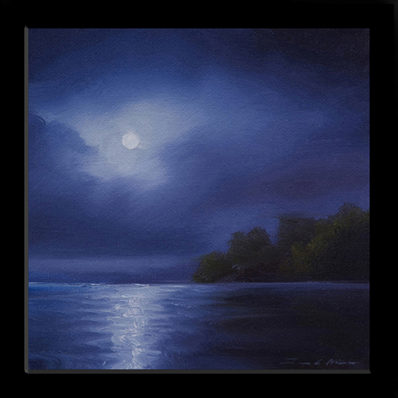 2012 LG Blue Moon River 6x6 UF.jpg :: An Oil Painting of a sunset at night