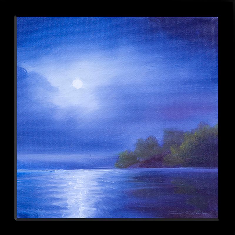 2012 LG Fall Mooon RIver II.jpg :: A painting of a moon over a river