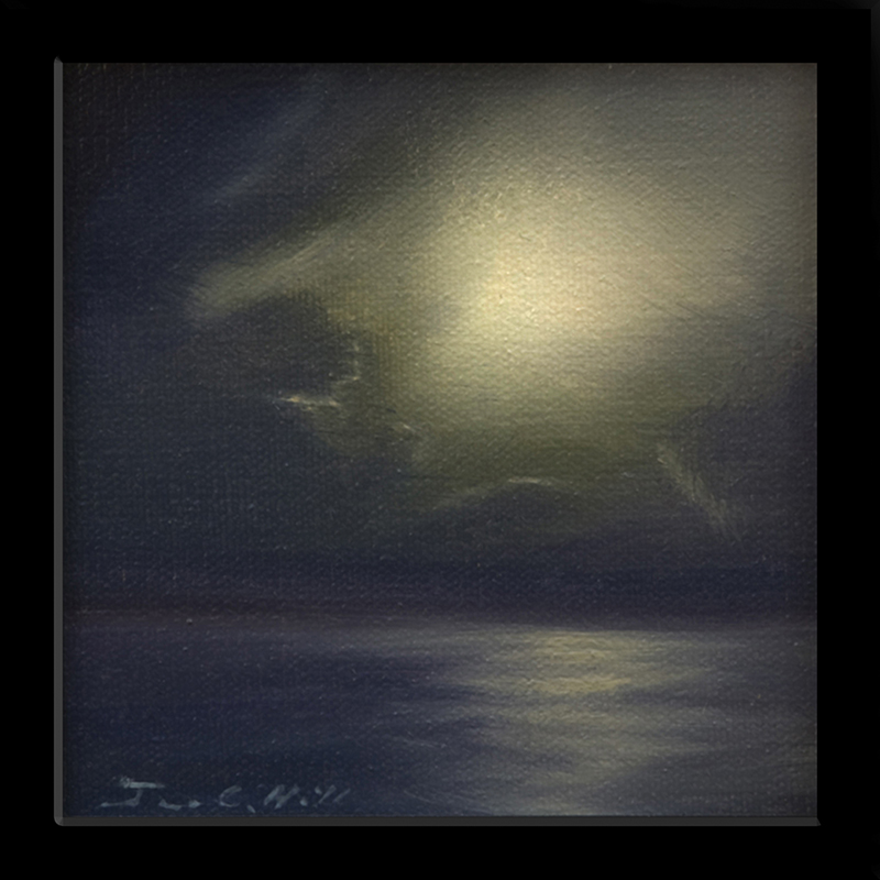 2012 LG Green Sky 2.jpg :: A painting of a moon over a lake