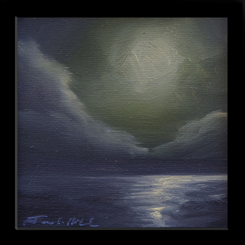 2012 LG Green Sky I.jpg :: A painting of a moon over a lake