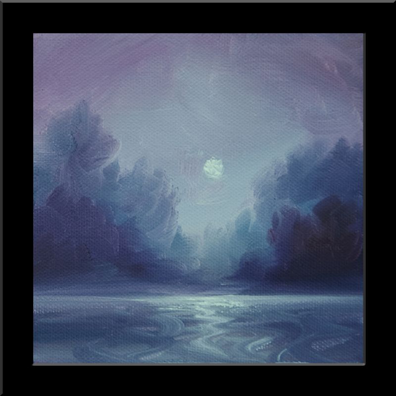 2012 LG Grey Fire V.jpg :: Mystical Moonscape XI - 6 x 6 - Oil on Canvas - SOLD - Prints and Giclees Available in similar sizes