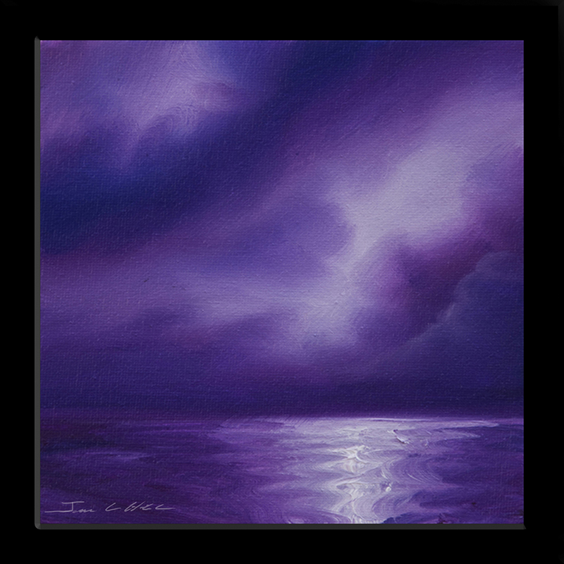 2012 LG Magenta Moon.jpg :: A painting of a magenta moon over water