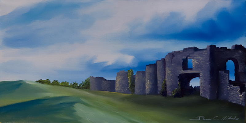 2012 Stone Ruins of Ireland.jpg :: A painting of an anchient schottish castle