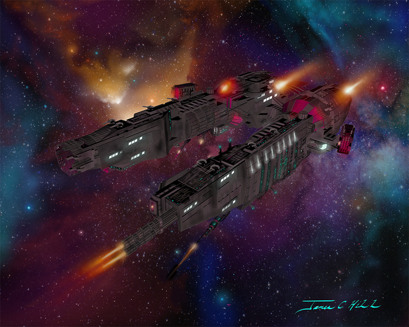 20The Merlin - FB.jpg :: A painting of a Starship that I designed and created. from the Board Game \