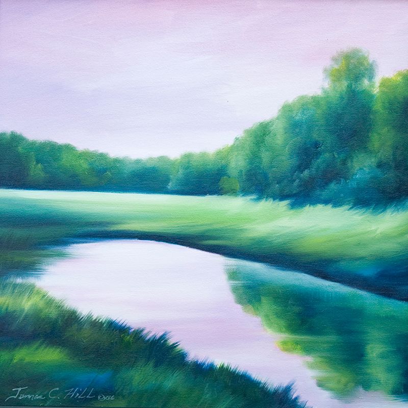 A Day in the Life - Morning - 18 x 18 - Oil on Canvas - SOLD.jpg :: A painting of a beautiful, tranquil clearing as the day progresses - SOLD - Prints and Giclees available for purchase