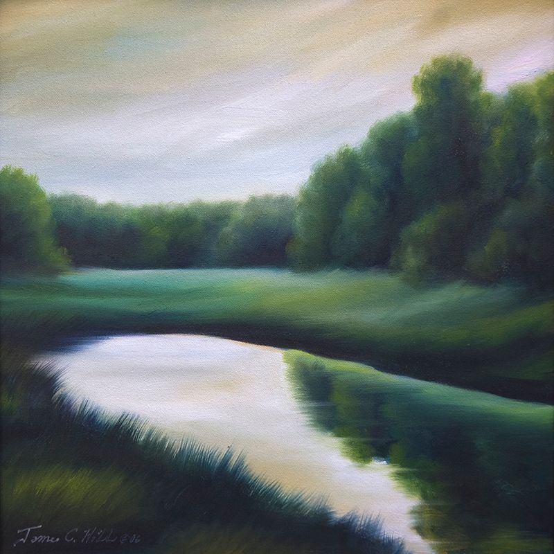 A Day in the Life Mid Day - 18 x 18 - Oil on Canvas - Available for Purchase.jpg :: A painting of a beautiful, tranquil, clearing as the day progresses - 18 x 18 - Oil on Canvas - $550.00 - Prints and Giclees available in various sizes
