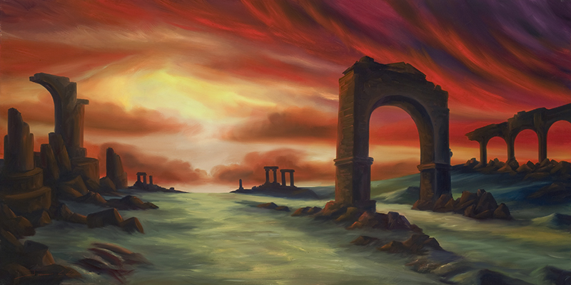 Another Empire has Fallen - 24 x 48 - Original Oil on Canvas - SOLD - Prints Available.jpg :: An Original Oil Painting of Ruins of an ancient empire.  This is a painting of warning of our future if we continue to allow greed an corruption to continue throughout the world. 