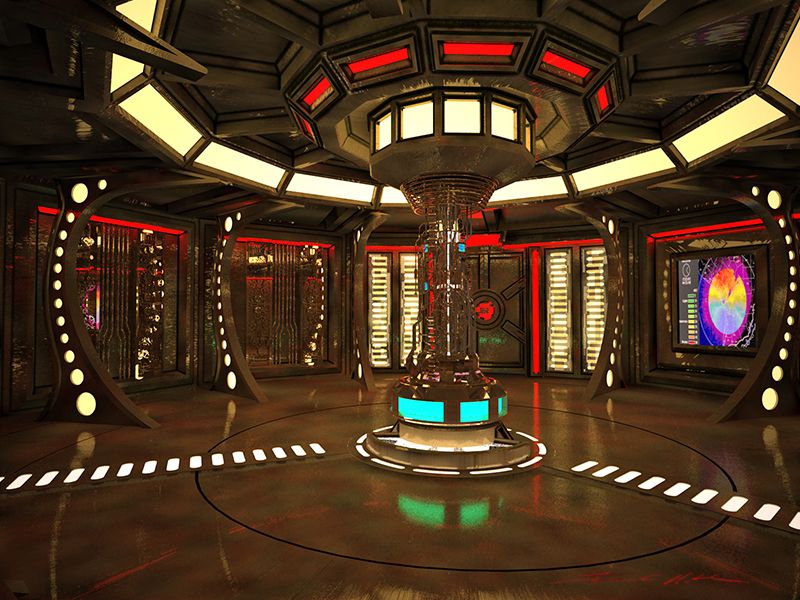 Atmospheric Processor Room.jpg :: A 3d rendering of a part of a life support system for a starship - Definitely inspired by SGU and Dr. Who's TARDIS