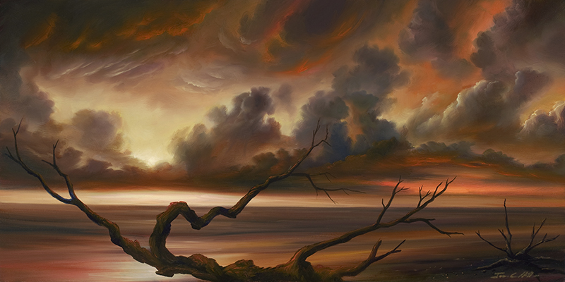 Botany Bay - 12 x 24 - Original Oil - SOLD - Prints and Giclees Available in Various Sizes.jpg :: A set of storm clouds receding over a lowcountry shoreline in the Eastern Shoreline on Edisto Island