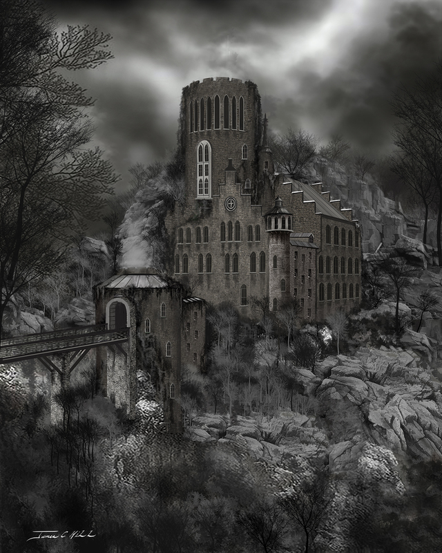 Casa Los Diavlas.jpg :: Painting of a Dark Abandoned Castle in Soutern Venezuela - Spanish Style - Abandoned