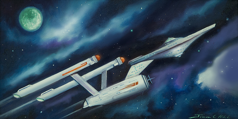 Constellation Class NoPhaser.jpg :: Painting of a constellation class starship from Star Trek
