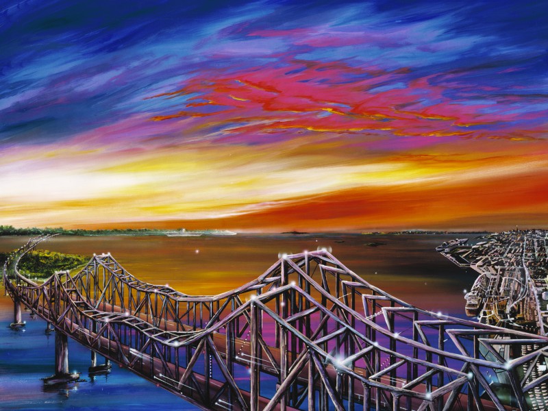 Cooper River Bridges.jpg :: The Cooper River Bridges of Charleston, South Carolina, I created the painting in 1991 -The  Bridges have since been replaced.  The Painting sold for $13,500.00 - Prints, Giclee's and other items are available. 