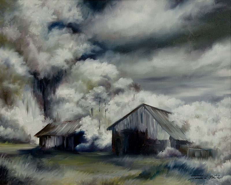 Dark Barn.jpg :: Painting of a Dark Southern Dilapidated Barn