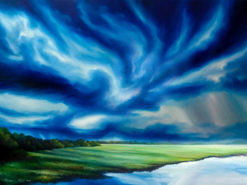 Dragon Storm - 30 x 40 - Original Oil Painting - SOLD - City of North Charleston Collection.jpg :: A powerful storm coming in over the Charleston coastline - 30\