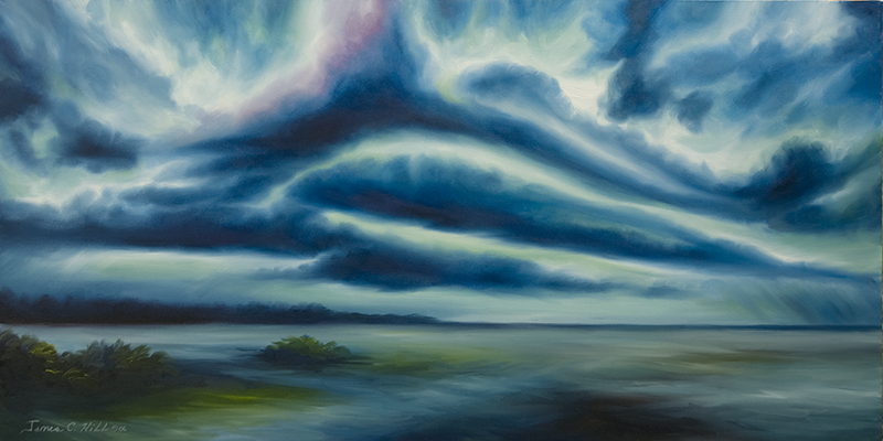 East Storm Rising - 24x48 Original Oil Painting - SOLD - Prints and Giclees in various sizes.jpg :: A set of storm clouds receding over a lowcountry marshland in Charleston, SC