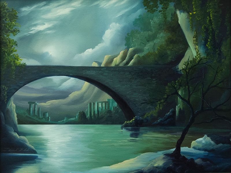 Galloway Bridge - Oil on Canvas - For Sale - Prints and Giclees available in various sizes.jpg :: An Original Oil Painting of an ancient bridge painted in the Hudson River School Style.  12\