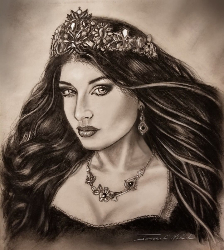 La Esmeralda(1).jpg :: A portrait sketch of a German Model and Seamstress La Esmeralda - Stunning